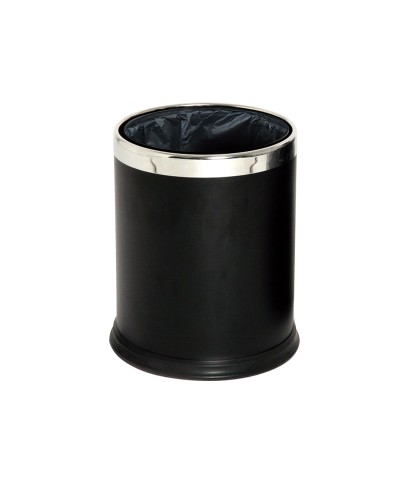 Probbax - WB-1051-BLA / Papelera redonda con carcasa - 22,5 cm Ø x 27 cm - 10 L - Negro