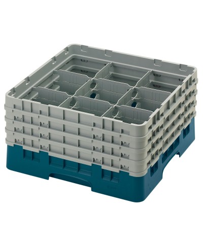 Cambro - 9S800-414 / Cesta de lavado (50 x 50 cm) para copas y vasos con 9 comp. 4 alt. - dia. máx. 14,8 cm alt. máx. 21,7 cm