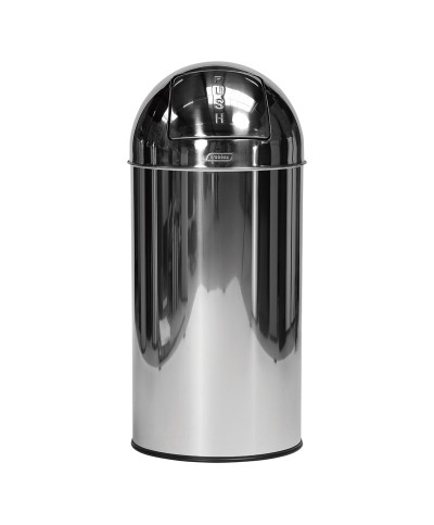 Probbax - PB-3140-MSSTL / Papelera redonda con tapa de presión - 35 cm Ø x 74 cm - 40 L