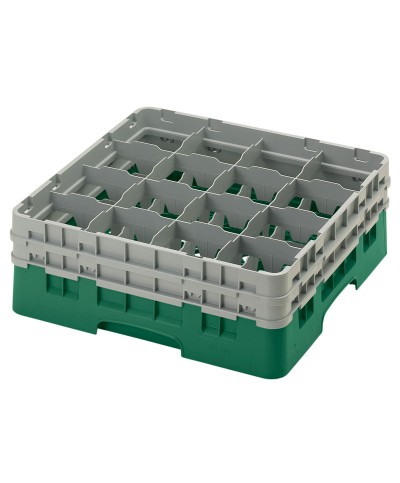 Cambro - 16S534-119 / Cesta de lavado (50 x 50 cm) para copas y vasos con 16 comp. 2 alt. - dia. máx. 10,9 cm alt. máx. 14,9 cm