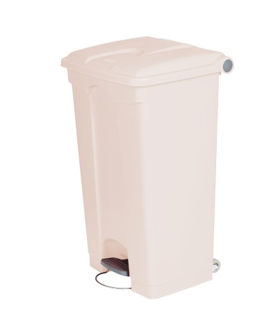 Probbax - SO-1290-WHT-BASE / Cubo de basura con pedal y con ruedas - 50 x 41,2 x 82 cm - 90 L