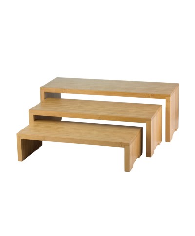 Set de 3 elevadores de Bambú en cascada - Peq. 44 x 18 x 11,5 cm / Med. 48,5 x 18 x 15,5 cm / Gra. 56 x 18 x 18 cm