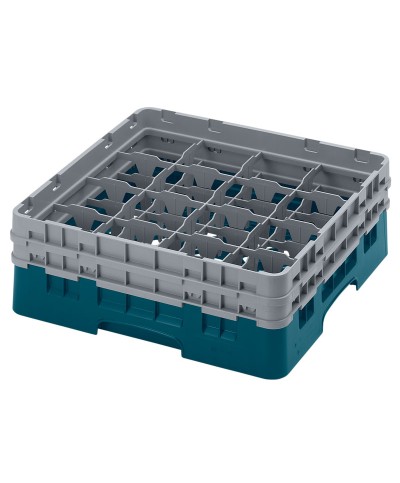 Cambro - 16S434-414 / Cesta de lavado (50 x 50 cm) para copas y vasos con 16 comp. 2 alt. - dia. máx. 10,9 cm alt. máx. 13,5 cm