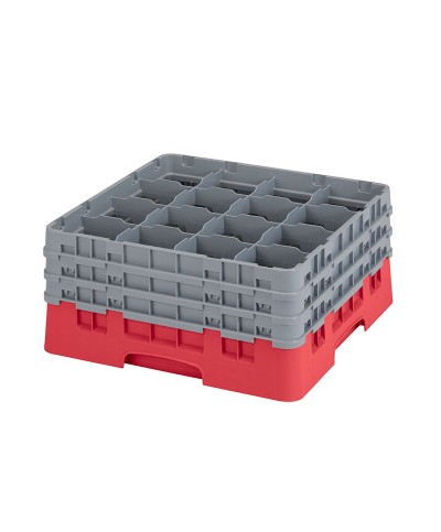Cambro - 16S738-163 / Cesta de lavado (50 x 50 cm) para copas y vasos con 16 comp. 3 alt. - dia. máx. 10,9 cm alt. máx. 20 cm