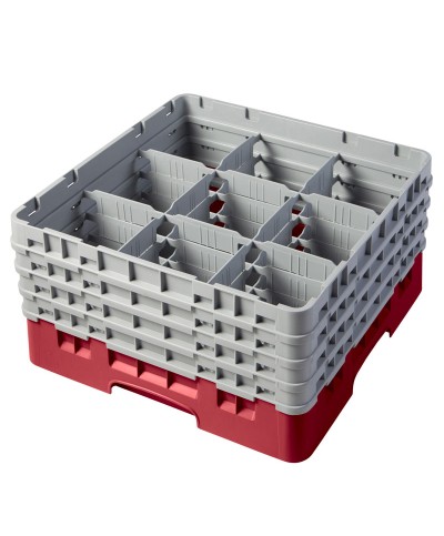 Cambro - 9S800-416 / Cesta de lavado (50 x 50 cm) para copas y vasos con 9 comp. 4 alt. - dia. máx. 14,8 cm alt. máx. 21,7 cm