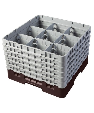 Cambro - 9S1114-110 / Cesta de lavado (50 x 50 cm) para copas y vasos con 9 comp. 6 alt. - dia. máx. 14,8 cm alt. máx. 29,9 cm