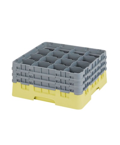Cambro - 16S738-108 / Cesta de lavado (50 x 50 cm) para copas y vasos con 16 comp. 3 alt. - dia. máx. 10,9 cm alt. máx. 20 cm