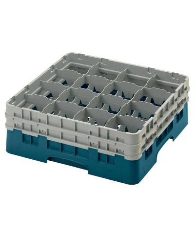 Cambro - 16S534-414 / Cesta de lavado (50 x 50 cm) para copas y vasos con 16 comp. 2 alt. - dia. máx. 10,9 cm alt. máx. 14,9 cm