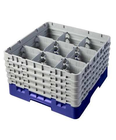 Cambro - 9S958-186 / Cesta de lavado (50 x 50 cm) para copas y vasos con 9 comp. 5 alt. - dia. máx. 14,8 cm alt. máx. 25,8 cm