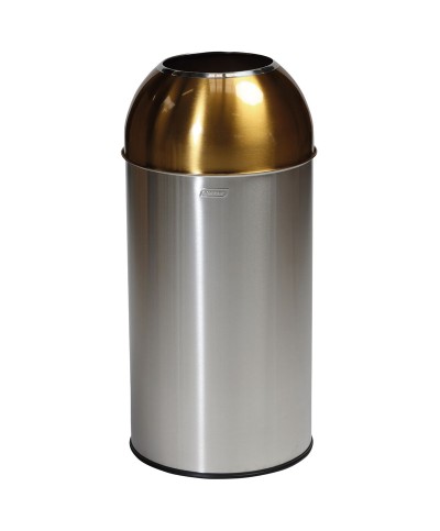 Probbax - OD-6140-SYEL / Papelera de cúpula abierta con tapa amarilla - 38 cm de Ø x 74 cm de alto - 40 L