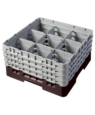 Cambro - 9S800-167 / Cesta de lavado (50 x 50 cm) para copas y vasos con 9 comp. 4 alt. - dia. máx. 14,8 cm alt. máx. 21,7 cm