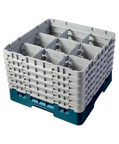 Cambro - 9S1114-414 / Cesta de lavado (50 x 50 cm) para copas y vasos con 9 comp. 6 alt. - dia. máx. 14,8 cm alt. máx. 29,9 cm
