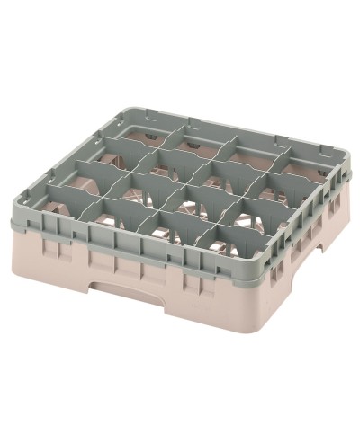 Cambro - 16S418-184 / Cesta de lavado (50 x 50 cm) para copas y vasos con 16 comp. 1 alt. - dia. máx. 10,9 cm alt. máx. 11,8 cm