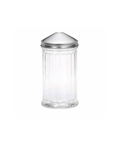 Tablecraft - Salero y pimentero de vidrio estriado con tapa de acero inoxidable. Vertedor central. 7,5 x 7,5 x 14,5 cm - 355 ml