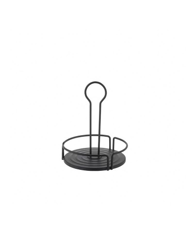 Tablecraft - Estante redondo para condimentos. Metal recubierto de polvo negro. 16,5 x 16,5 x 25,5 cm