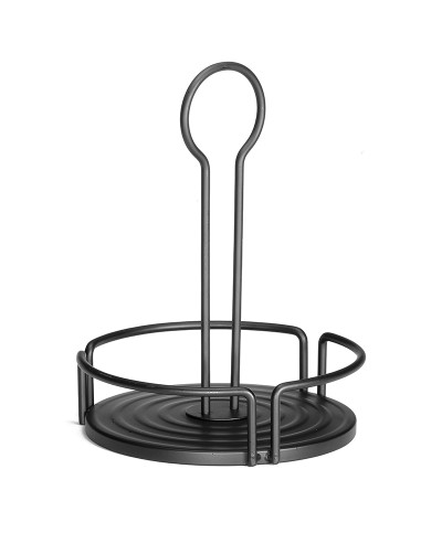 Tablecraft - Estante redondo para condimentos. Metal recubierto de polvo negro. 20,5 x 20,5 x 25,5 cm
