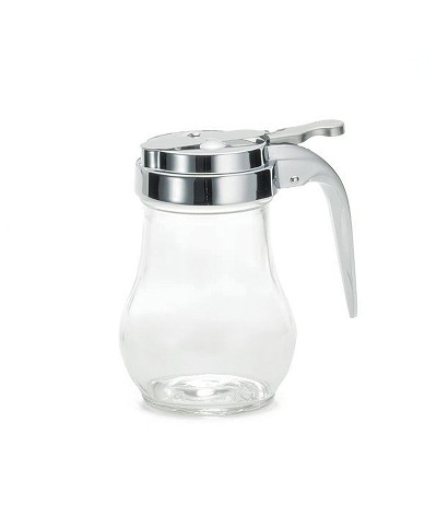Tablecraft - Dispensador de sirope de vidrio. Tapa de acero cromado. 10 x 7 x 10,5 cm - 180 ml