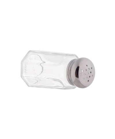 TableCraft - Salero y pimentero poligonales de vidrio con tapa - 28 gr - 4 × 4 × 7,5 cm