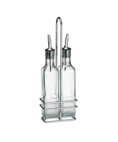 Tablecraft - Juego de 3 piezas. Soporte cromado. 2 botellas 9085 con vertedor