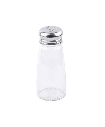 Tablecraft - Salero y pimentero redondo de vidrio con tapa de acero inoxidable. Ø4,5 × 11,5 cm - 90 ml