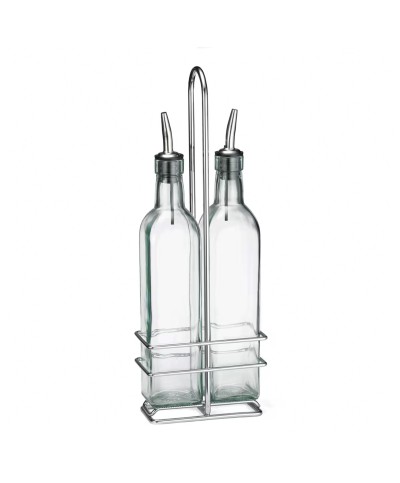 Tablecraft - Juego de 3 piezas. Soporte cromado. 2 botellas 916 con vertedor. 13 x 7 x 38 cm - 470 ml