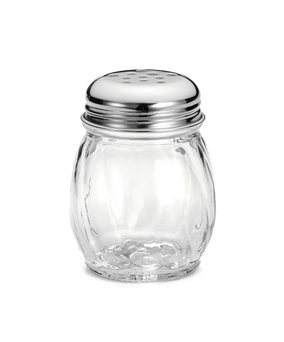 Tablecraft - Dispensador de vidrio con relieve y tapa cromada con perforaciones. 7 x 7 x 9 cm - 180 ml