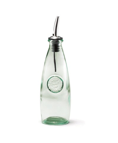 Tablecraft - Botella de vidrio verde reciclado y vertedor de acero inox.
