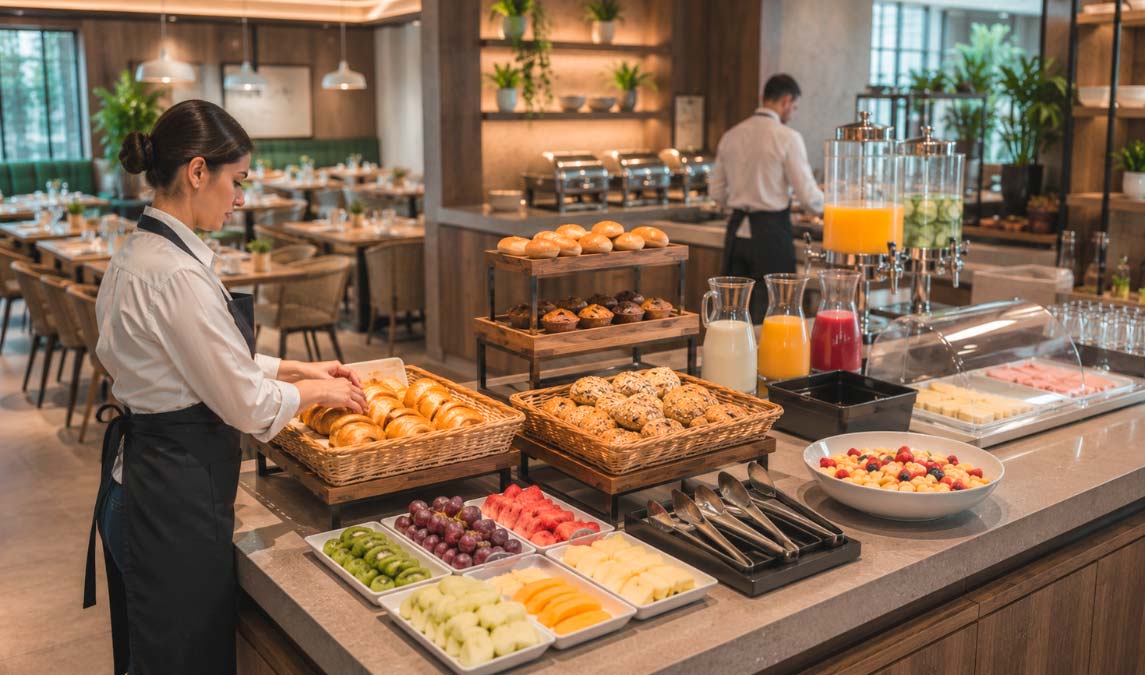 Cómo agilizar la reposición de alimentos en un desayuno buffet en hotel