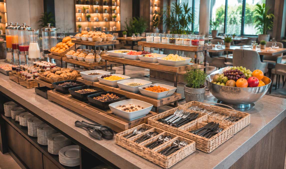 Cómo aprovechar mejor el espacio disponible en un desayuno buffet en hotel