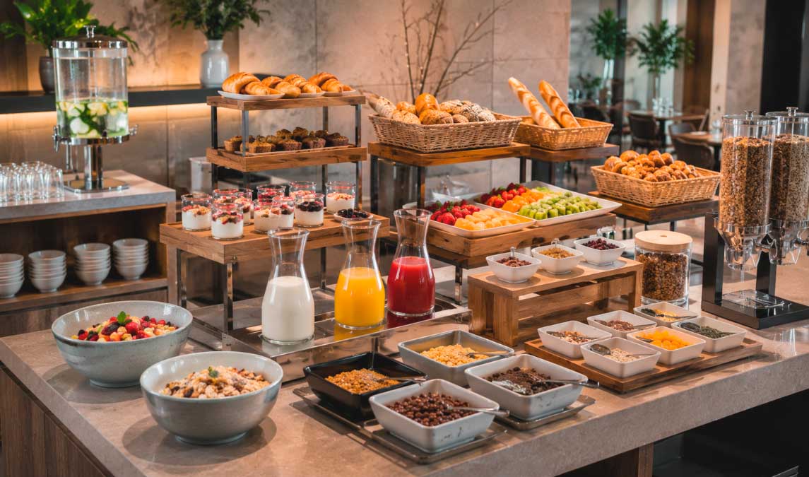 Cómo mejorar la presentación de un desayuno buffet en hotel