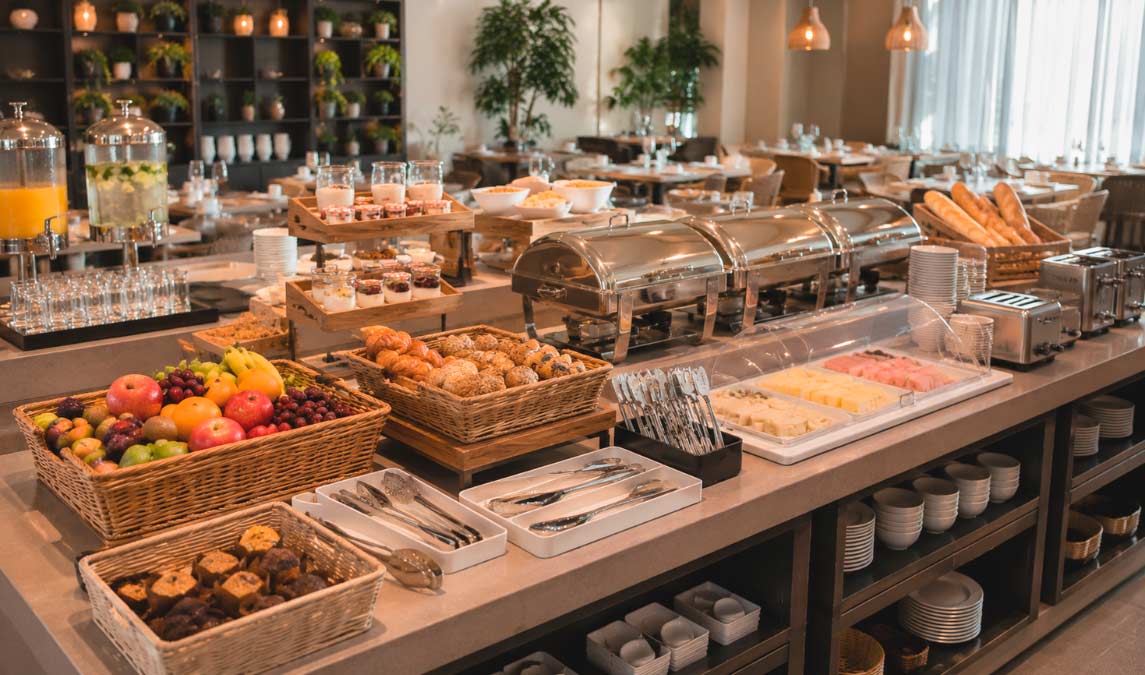 Qué equipamiento necesita un desayuno buffet en hotel profesional