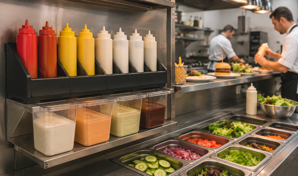 Cómo organizar distintos tipos de salsas para agilizar el servicio
