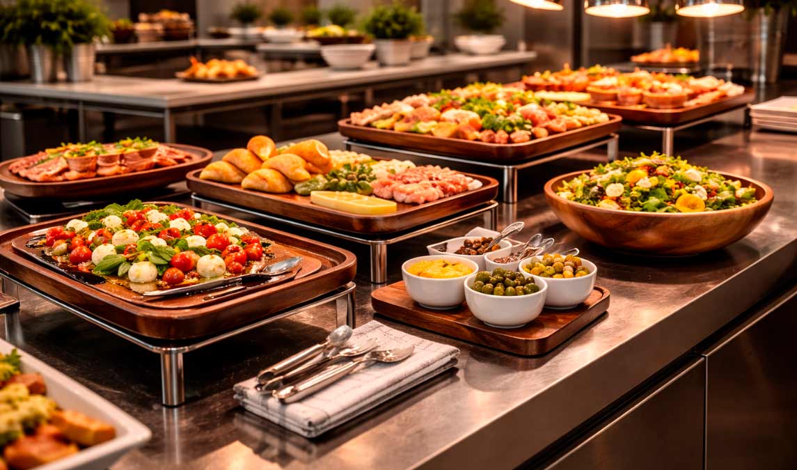 Cómo integrar la madera de haya en buffets y presentación de alimentos