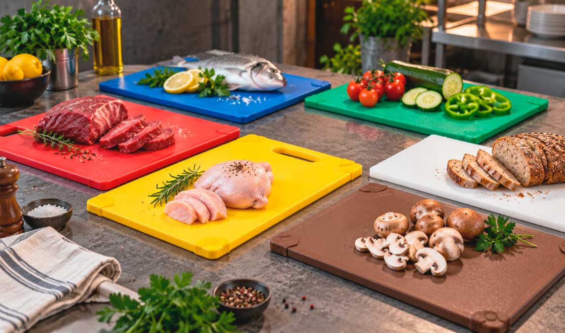 Colores de las tablas de corte cocina profesional: cómo organizar su uso