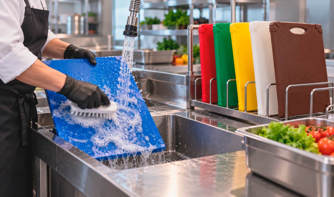 Higiene y seguridad alimentaria con tablas de corte cocina profesional